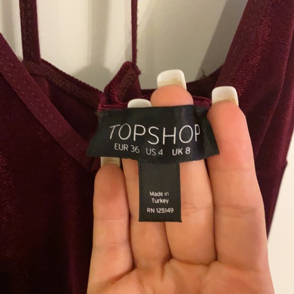 Burgundy Topshop velvet mini dress - Picture 4 of 4